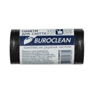 /Пакети для сміття 35л50шт, 450*550мм, чорні, 7мкм ПНТ (HDPE), BUROCLEAN ECO