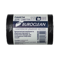 /Пакети для сміття 35л100шт, 450*550мм, чорні, 7мкм ПНТ (HDPE), BUROCLEAN ECO