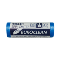/Пакети для сміття 60л20шт, 580*650мм, блакитні, 7мкм ПНТ (HDPE), BUROCLEAN ECO