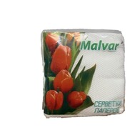 /Серветки столові, пап., 210х210мм, 30шт., в пп упак., білі Malvar