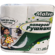 /Рушники целюлозні 11м, "Дівчинка" на гільзі , 2-х шар., 2 рул., білі  Malvar