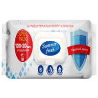 /Серветки вологі антибактеріальні, 120шт., Summer Fresh