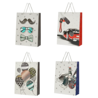 Пакет паперовий подарунковий, L:31х42х12см, глітер та 3D фігура BM.200070