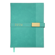 Ежедневник датир. 2026 LEROY, A5, бирюзовый, иск.кожа