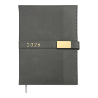 Ежедневник датир. 2026 LEROY, A5, серый, иск.кожа