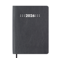 Ежедневник датир. 2026 MEMORY, A5, серый, иск.кожа