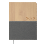Ежедневник датир. 2026 CORAL, A5, серый, иск.кожа