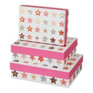 Коробки подарункові, набір 3шт, вкладені 1в1 - розмір найбільшої 20х20х9.5см, тиснення фольгою BM.23