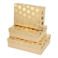 Коробки подарункові, набір 3шт, вкладені 1в1 - розмір найбільшої 33х23.5х9см, тиснення фольгою BM.23