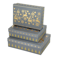 Коробки подарункові, набір 3шт, вкладені 1в1 - розмір найбільшої 33х23.5х9см, тиснення фольгою BM.23