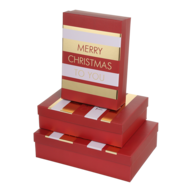 Коробки подарункові, набір 3шт, вкладені 1в1 - розмір найбільшої 33х23.5х9см, тиснення фольгою BM.23