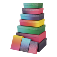 Коробки подарункові, набір 10шт, вкладені 1в1 - розмір найбільшої 37х27х11см, тиснення фольгою BM.23