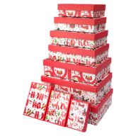 Коробки подарункові, набір 10шт, вкладені 1в1 - розмір найбільшої 37х27х11см, тиснення фольгою BM.23