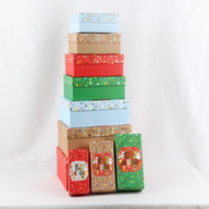 Коробки подарункові, набір 10шт, вкладені 1в1 - розмір найбільшої 37х27х11см, тиснення фольгою BM.23