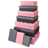 Коробки подарункові, набір 10шт, вкладені 1в1 - розмір найбільшої 37х27х11см, тиснення фольгою BM.23