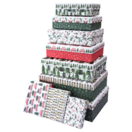 Коробки подарункові, набір 10шт, вкладені 1в1 - розмір найбільшої 37х27х11см, тиснення фольгою BM.23