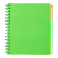 Зошит на пружині NEON, В5 (170x205), 120 арк, клітинка, 3 PVC розділювачі, PVC обкладинка, зелений