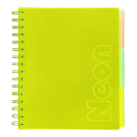 Зошит на пружині NEON, В5 (170x205), 120 арк, клітинка, 3 PVC розділювачі, PVC обкладинка, жовтий