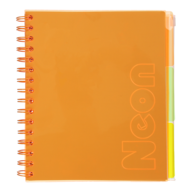 Зошит на пружині NEON, В5 (170x205), 120 арк, клітинка, 3 PVC розділювачі, PVC обкладинка, помаранче