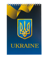 /Блокнот на пружине сверху UKRAINE, А-5, 48л., клетка, картонная обложка, синий