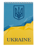 /Блокнот на пружине сверху UKRAINE, А-5, 48л., клетка, картонная обложка, голубой