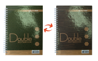 @/Книга записная DOUBLE, А5, 96 л., клетка, твердая ламинированная обложка, зелено-коричневая