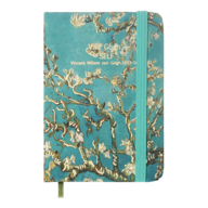 Книга записная ALMOND BRANCHES, на резинке, А7, 80 л., клетка., офсет крем., тв.лам.обл., бирюзовая