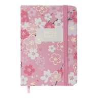 Книжка записная BLOSSOM, на резинке, А7, 80 л., клетка., офсет крем., тв.лам.обл., розовая