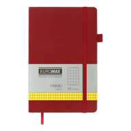 Книга записная PRIMO 125*195, 96л., клетка, обложка искуственная кожа, бордовый