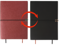 Блокнот деловой DUET А5, 192л., клетка+линия, обложка искуственная кожа, бордовый