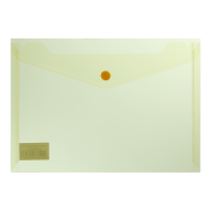$Папка-конверт, на кнопке, А5, глянцевый прозрачный пластик, желтая
