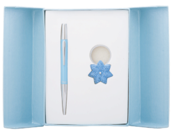 #@Набор подарочный "Star": ручка шариковая + брелок, синий