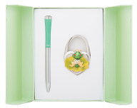 #@Набор подарочный "Fairy Tale": ручка шариковая + крючек д/ сумки, зеленый