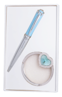#@Набор подарочный "Crystal": ручка шариковая + крючек д/ сумки, синий