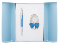 #@Набор подарочный "Lightness": ручка шариковая + крючек д/ сумки, синий