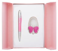 @$Набор подарочный "Lightness": ручка шариковая + крючек д/ сумки, розовый