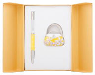@$Набор подарочный "Sense": ручка шариковая + крючек д/ сумки, желтый