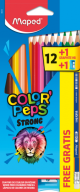 Карандаши цветные STRONG X12 + 1 чернограф. карандаш + 1 точилка