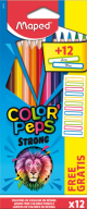 @Карандаши цветные COLOR PEPS Classic, 12 цветов + 12 наклеек 