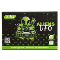 /Альбом для малювання UFO, А4, 12 арк., 120 г/м2, на скобі, зелений, KIDS Line