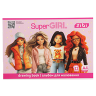 /Альбом для малювання SUPER GIRL, А4, 12 арк., 120 г/м2, на скобі, рожевий, KIDS Line