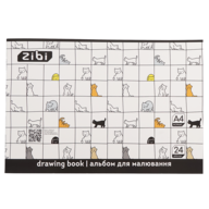 /Альбом для малювання CUTE CATS, А4, 24 арк., 120 г/м2, на скобі, білий, KIDS Line