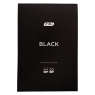 /Альбом для малювання (планшет) BLACK, А4, 20 арк., 120 г/м2, клеєний блок, чорний, KIDS Line