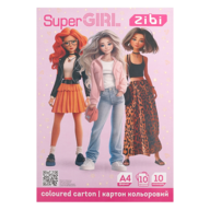 /Картон кольоровий SUPER GIRL, А4, 10 кольорів - 10 аркушів, 230 г/м2, KIDS Line