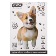 /Картон кольоровий CATS&DOGS, А4, 10 кольорів - 10 аркушів, 230 г/м2, KIDS Line