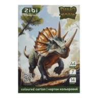 /Картон кольоровий DINO, А4, 7 кольорів - 14 аркушів, 230 г/м2, KIDS Line