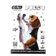 /Картон кольоровий двосторонній (целюлозний) CATS&DOGS, А4, 8 кольорів - 8 аркушів, 215 г/м2, KIDS L