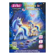 /Набір кольорового картону та паперу UNICORN,  А4, 9 арк. картону + 9 арк. паперу, KIDS Line