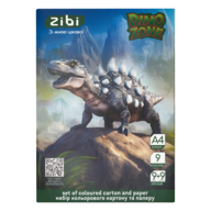 /Набір кольорового картону та паперу DINO,  А4, 9 арк. картону + 9 арк. паперу, KIDS Line