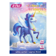 /Картон білий UNICORN, А4, 10 аркушів, 230 г/м2, KIDS Line